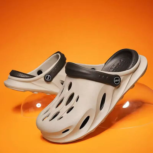 Breathable Waterproof Slippers Men's Summer Outdoor Non-slip Lightweight Driving Hole Shoes Athleisure Beach Semi-slip Sandals
